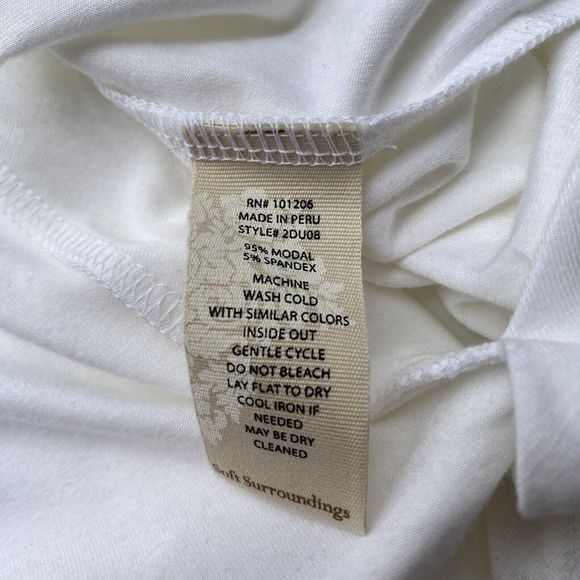 Soft Surroundings Top White M Crew Neck Long Sleeve Back Draped Knit Jersey NWT - Picture 6 of 6